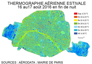 Thermographie aérienne estivale Paris