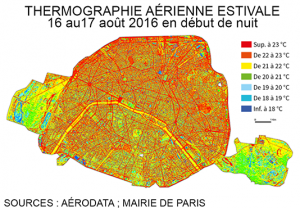 Thermographie aérienne estivale Paris