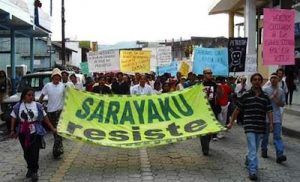 Manifestation pour les droits des Sarayaku, 2014